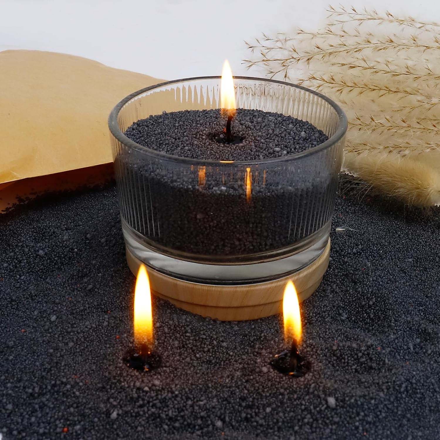 Candle Supplies Wholesale - Zwarte kaarszand met lont, 200g met