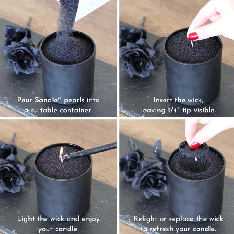 Zwarte kaarszand met lont, 200 - Candle Supplies Wholesale recensie en prijs